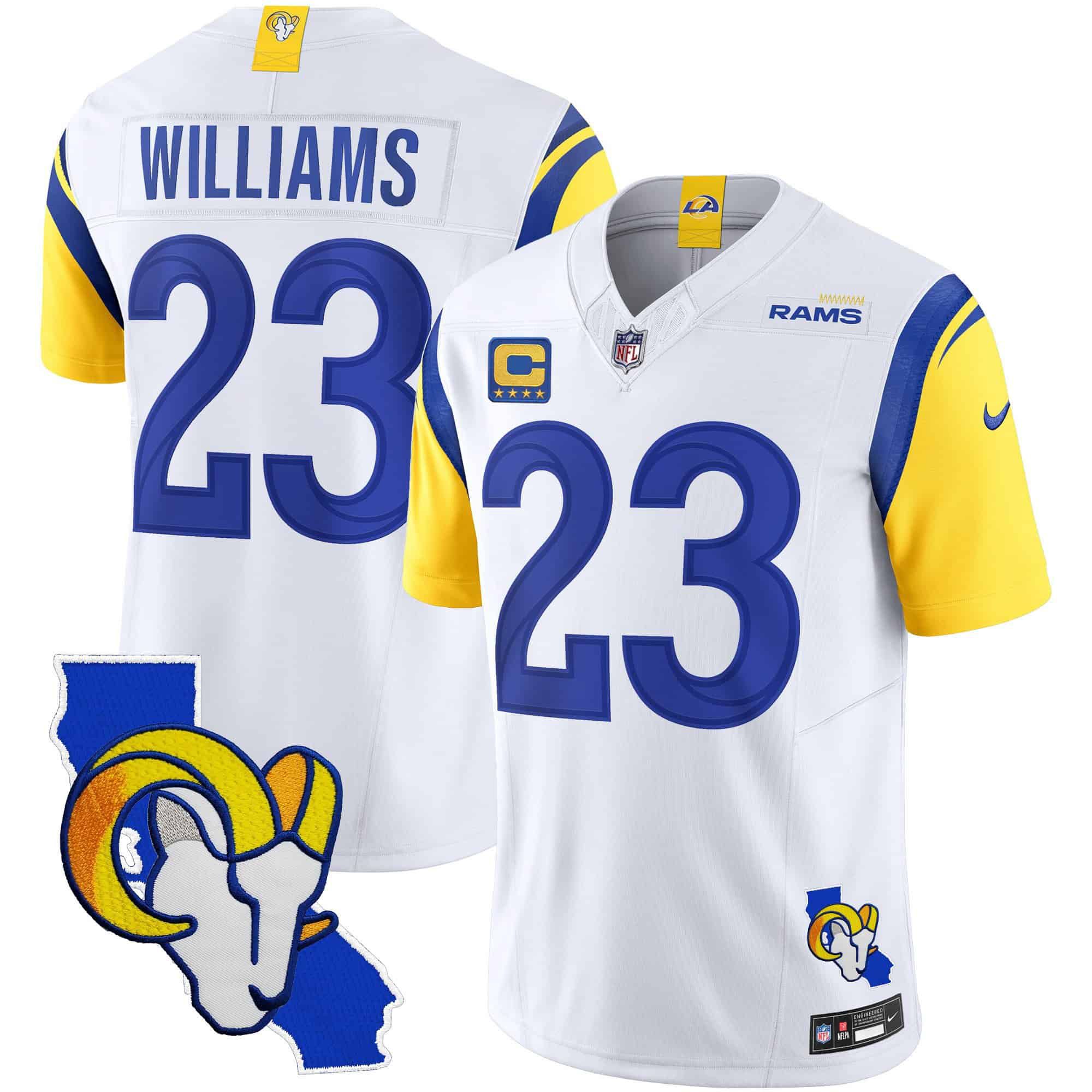 Men Los Angeles Rams #23 Williams White 2024 Nike California Patch Vapor Limited NFL Jersey->indianapolis colts->NFL Jersey